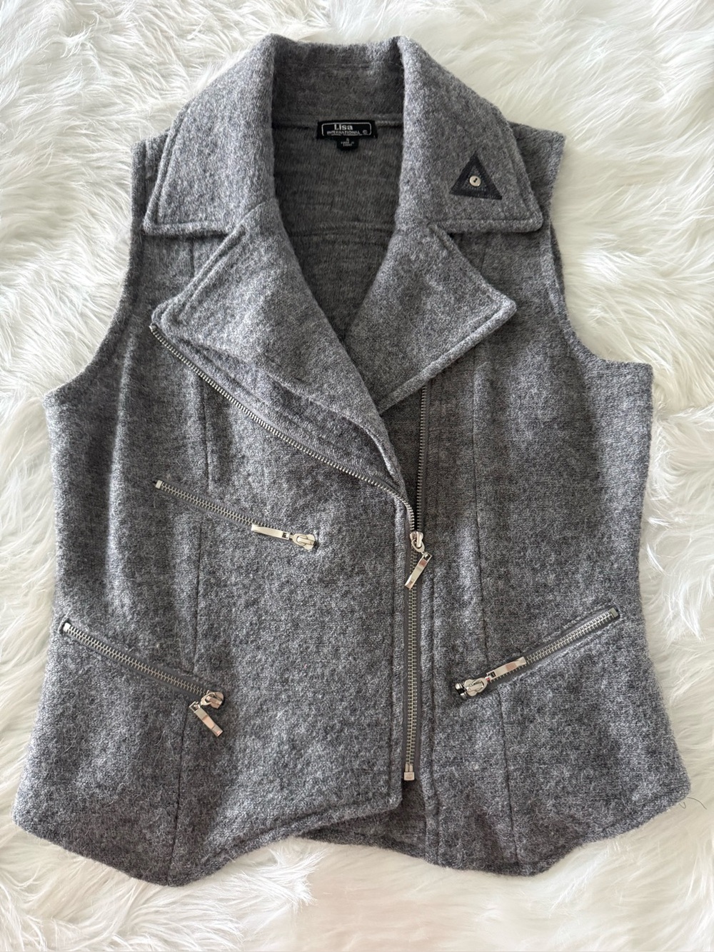 🖤 LISA INTERNATIONAL
100% Boiled Wool Asymmetrical 
Moto Vest | Size S 🖤